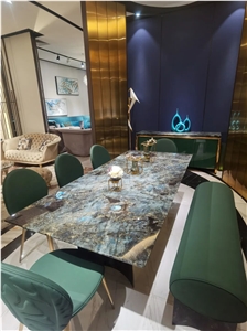 Blue Labradorite Granite Round Table Top Granite Cafe Table