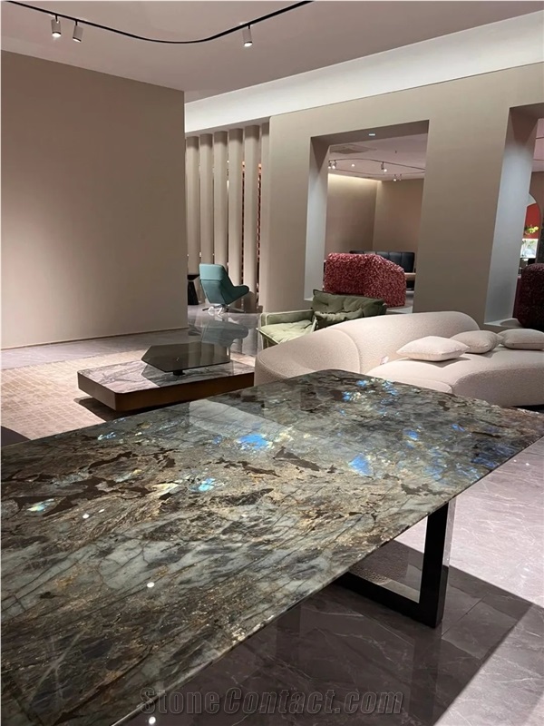 Blue Labradorite Granite Round Table Top Granite Cafe Table