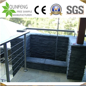 Black Split Stacked Stone Wall Cladding Culture Slate Corner