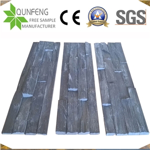 Black Split Stacked Stone Wall Cladding Culture Slate Corner