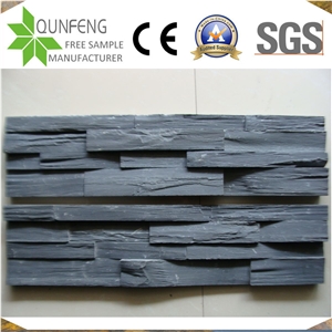 Black Split Stacked Stone Wall Cladding Culture Slate Corner
