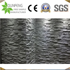 Black Split Stacked Stone Wall Cladding Culture Slate Corner