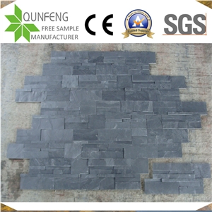 Black Wall Cladding Panel China Split Slate Stacked Stone