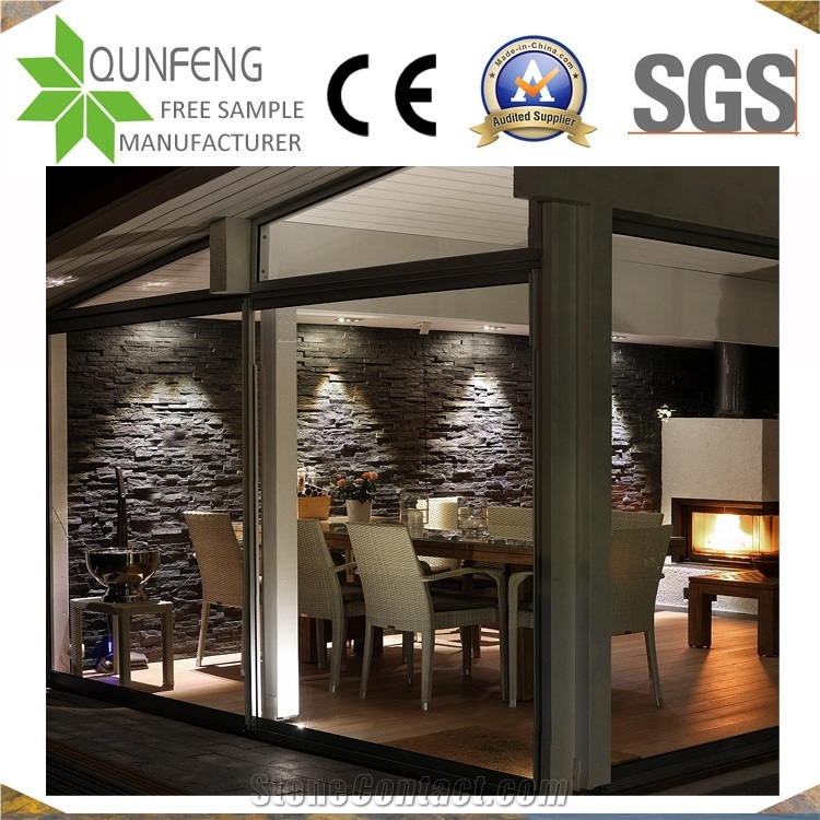 Black Wall Cladding Panel Culture Stone Slate For Sale