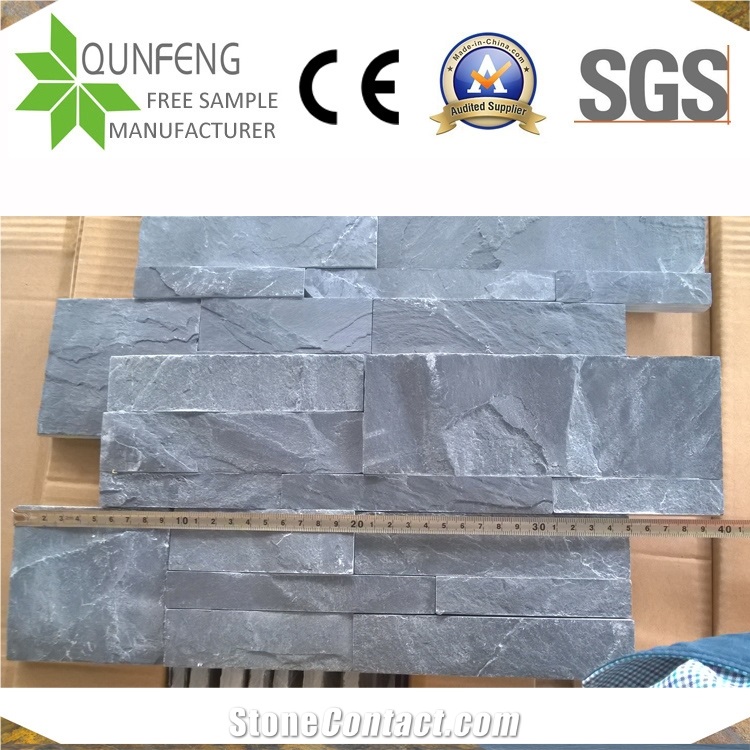 China 18*35CM Black Slate Wall Cladding Panel Stack Stone