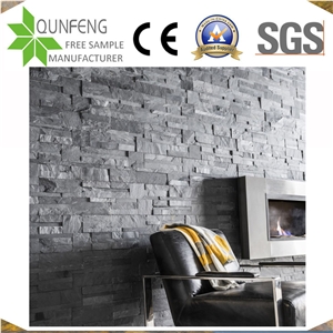 China 18*35CM Black Slate Wall Cladding Panel Stack Stone