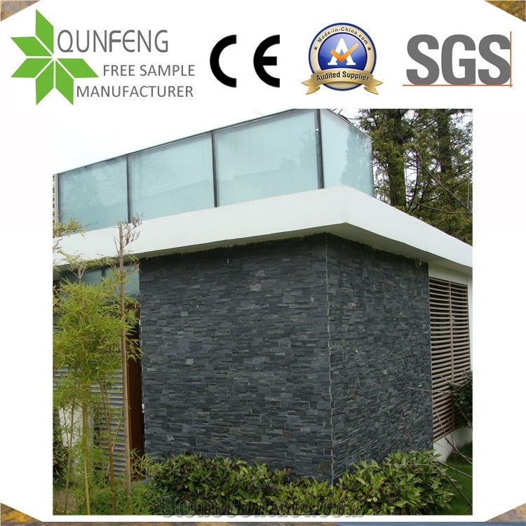 China 18*35CM Black Slate Wall Cladding Panel Stack Stone