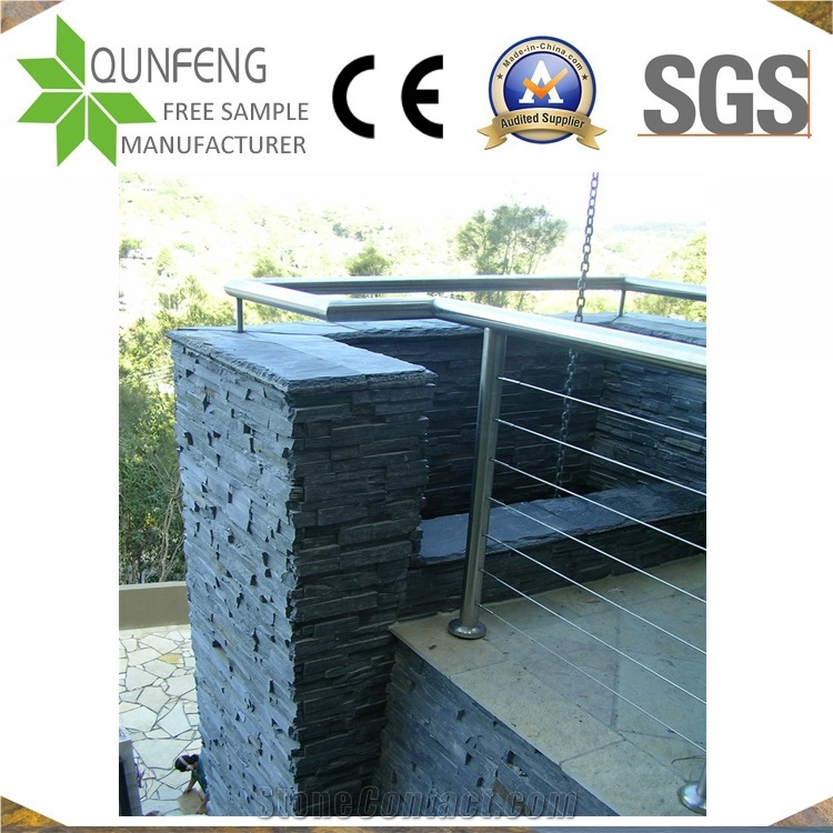 China 60X15cm Wall Decorative Black Z Slate Cultured Stone