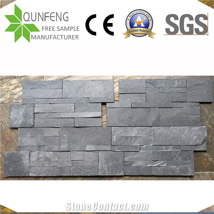 China Black Culture Slate Panel Split Stacked Stone