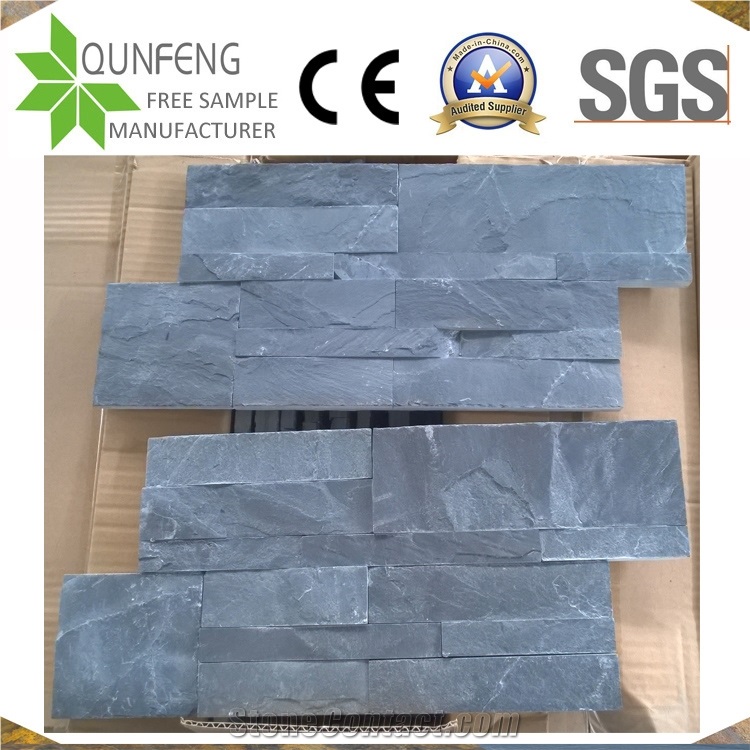 China Black Split Slate Wall Cladding Stacked Stone