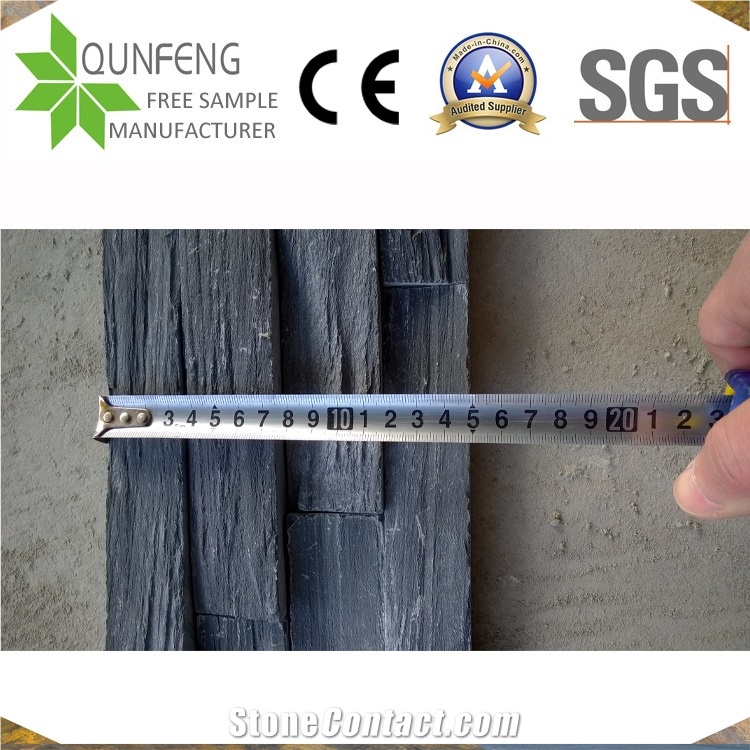 China Black Stacked Stone Wall Cladding Ledger Slate