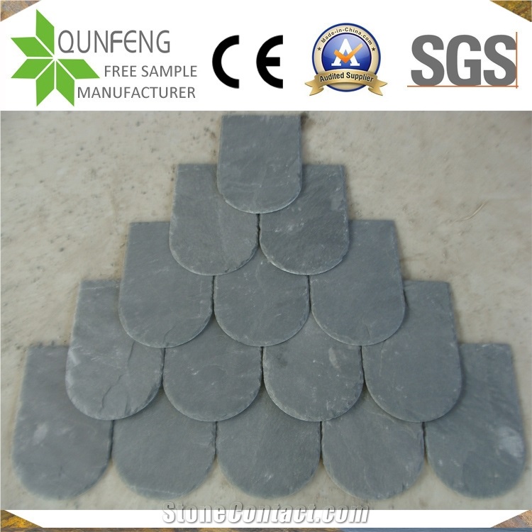 China Grey Fish Scale Shape Roofing Slate Tiles Roof Coating