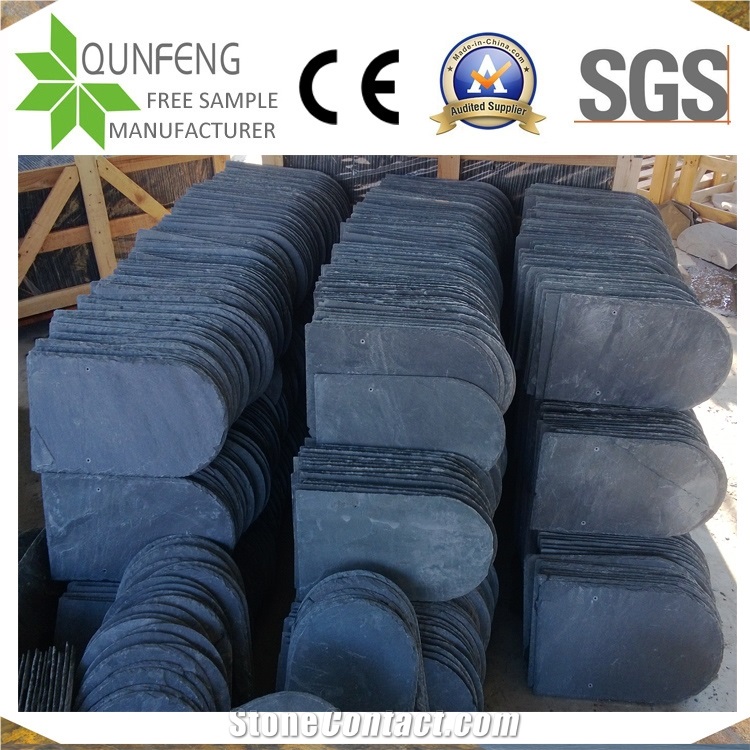 China Grey Fish Scale Shape Roofing Slate Tiles Roof Coating