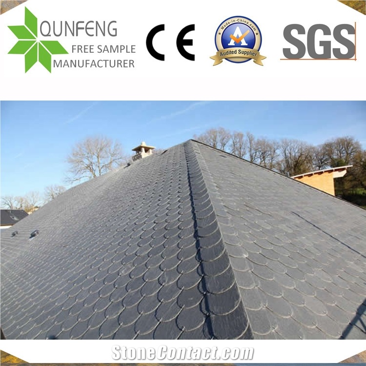 China Grey Fish Scale Shape Roofing Slate Tiles Roof Coating