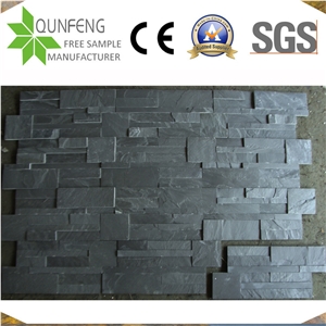 China Shape S 18X35cm Black Slate Panel Wall Stone Veneer