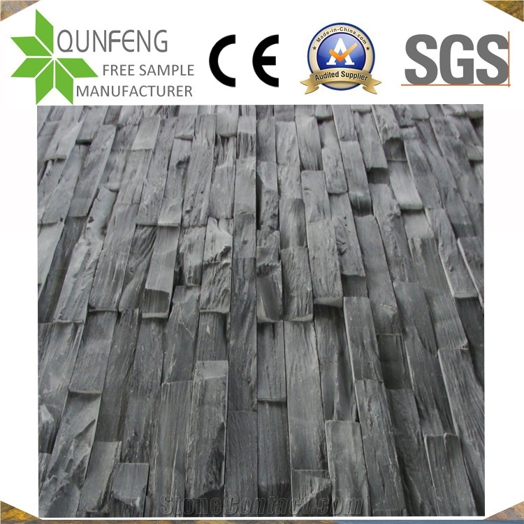 China Wall Cladding Culture Stone Split Black Slate