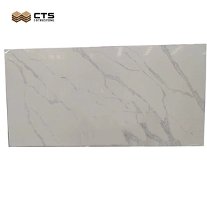 White Calacatta Quartz Stone Slab Custom Size Indoor Kitchen