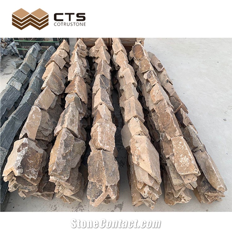 Chinese Yellow Nature Stone  Split Wall Stone Random Size