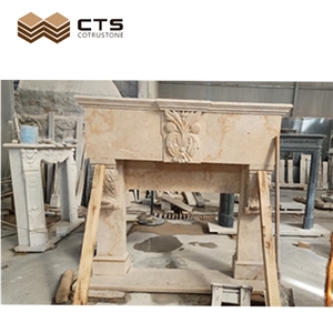 Custom Travertine Fireplace CAD Draw For Interior Room Decor