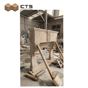 Custom Travertine Fireplace CAD Draw For Interior Room Decor