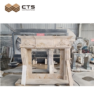 Custom Travertine Fireplace CAD Draw For Interior Room Decor
