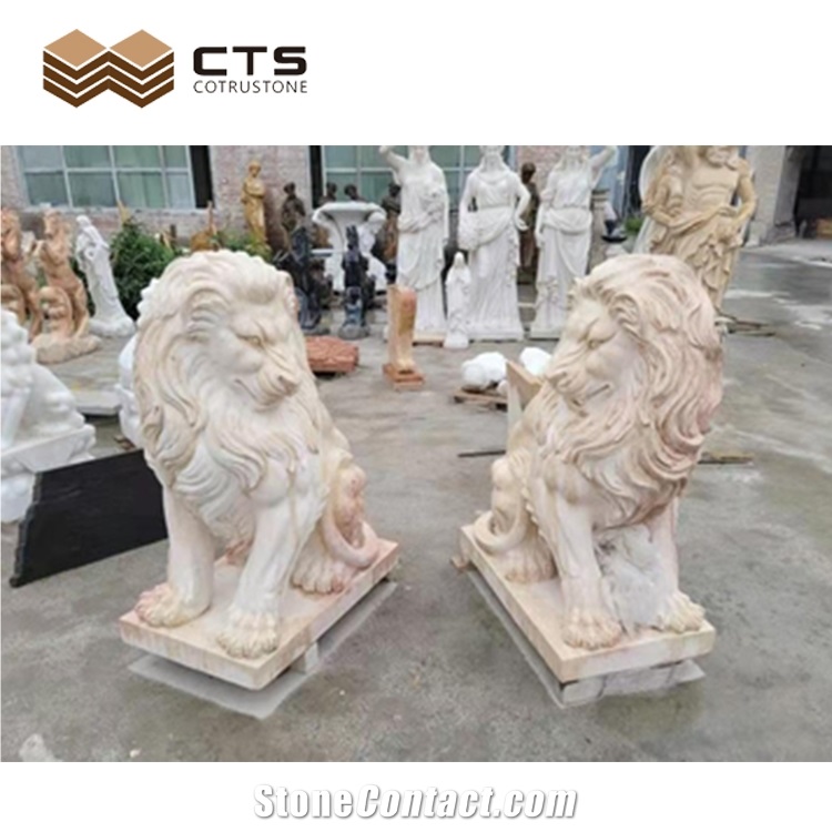 Guardian Lion Sculpture Garden Custom Decor Natural Stone