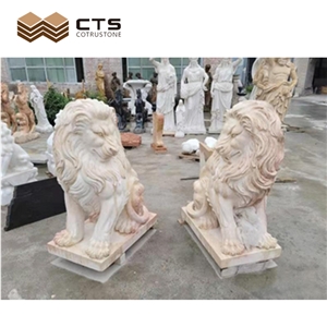 Guardian Lion Sculpture Garden Custom Decor Natural Stone