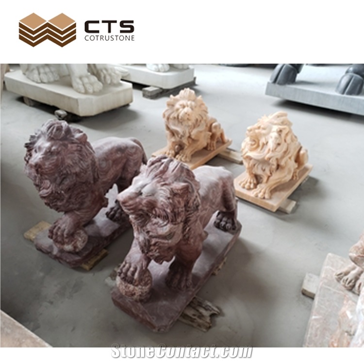 Guardian Lion Sculpture Garden Custom Decor Natural Stone