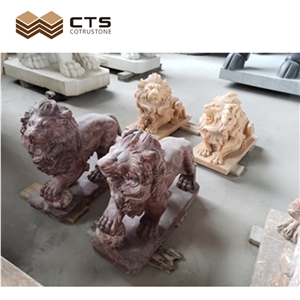 Guardian Lion Sculpture Garden Custom Decor Natural Stone