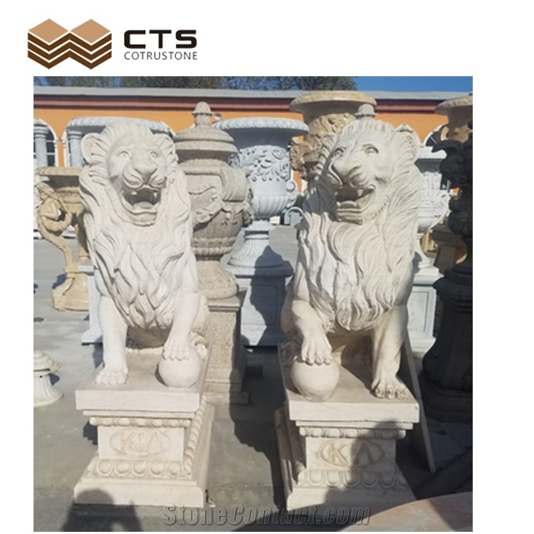Guardian Lion Sculpture Garden Custom Decor Natural Stone