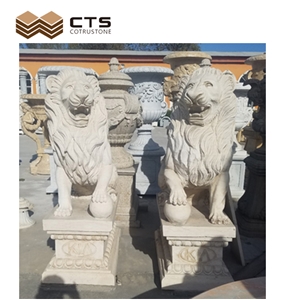 Guardian Lion Sculpture Garden Custom Decor Natural Stone