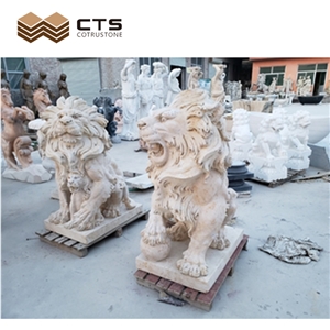 Guardian Lion Sculpture Garden Custom Decor Natural Stone
