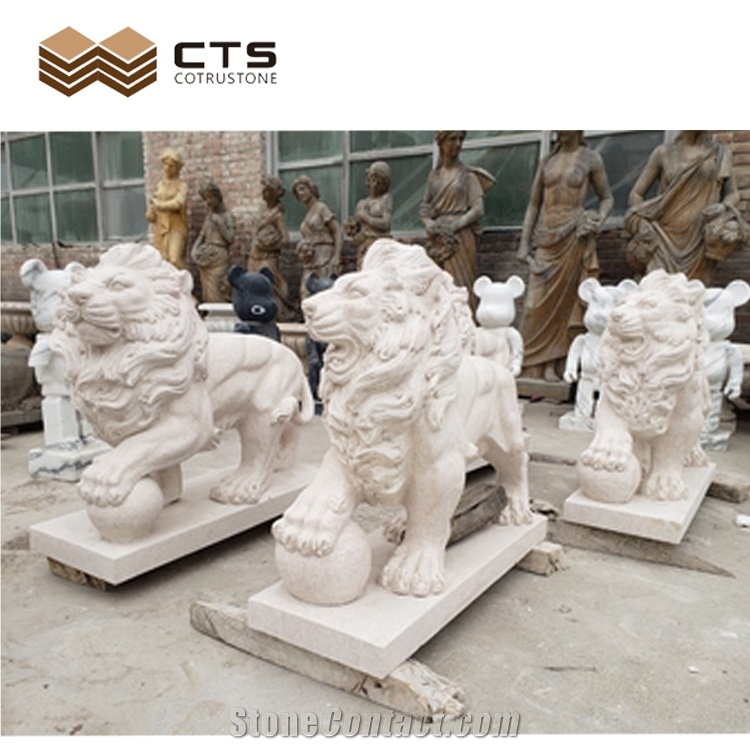 Guardian Lion Sculpture Garden Custom Decor Natural Stone