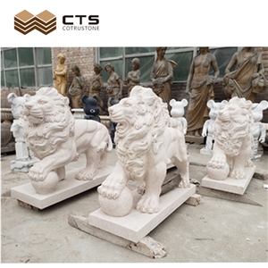 Guardian Lion Sculpture Garden Custom Decor Natural Stone