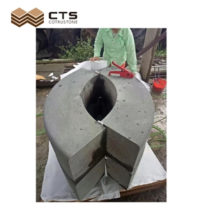 Large Size China Grey And Black Basalt Curbstone Curve Custome
