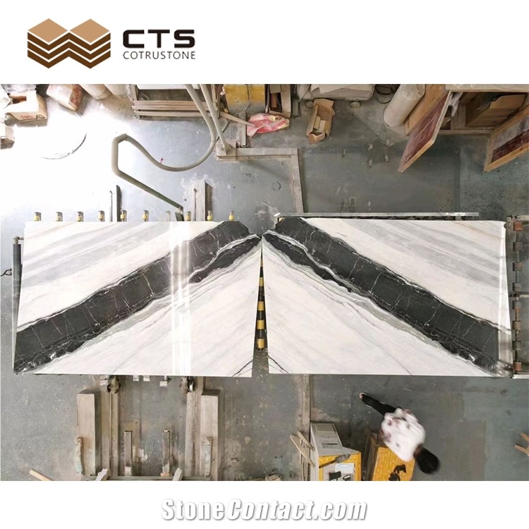 New Panda White Marble Table Custom Size Stone Interior Furniture