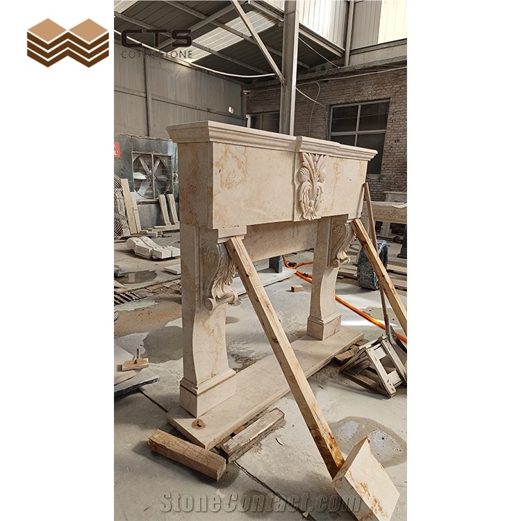 Travertine Fireplace Handcarve Top Quality Custom Renovation