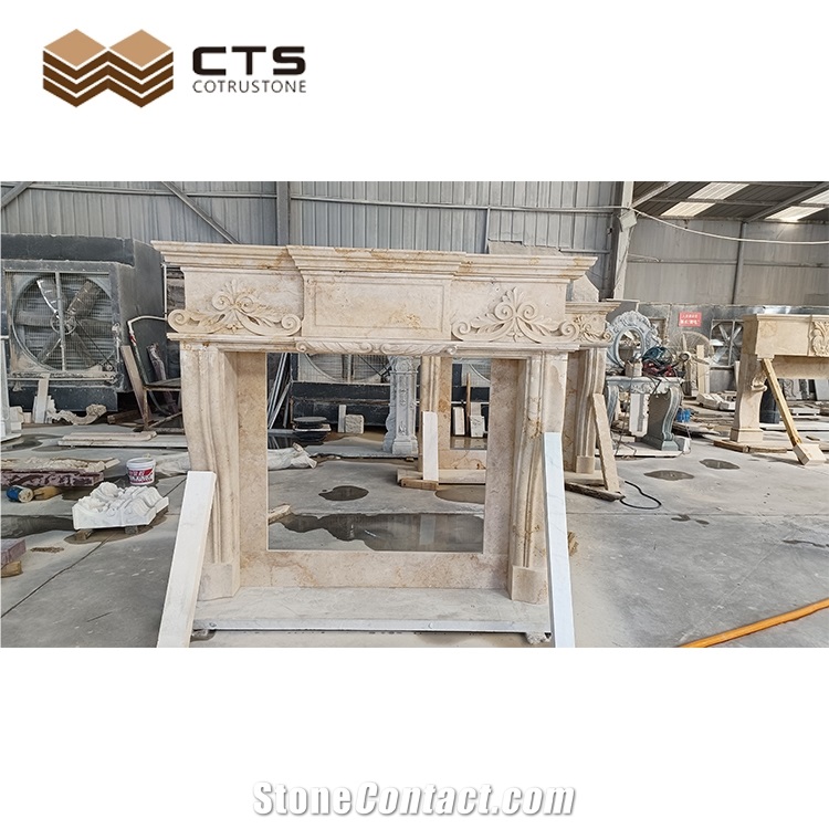 Travertine Fireplace Handcarve Top Quality Custom Renovation