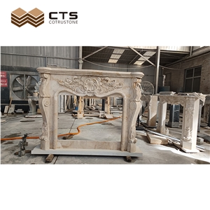 Travertine Fireplace Handcarve Top Quality Custom Renovation