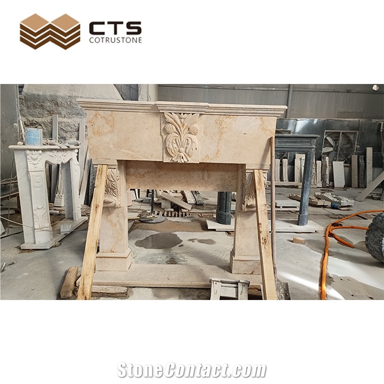 Travertine Fireplace Handcarve Top Quality Custom Renovation