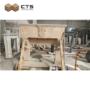 Travertine Fireplace Handcarve Top Quality Custom Renovation