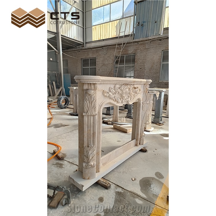 Travertine Fireplace Handcarve Top Quality Custom Renovation