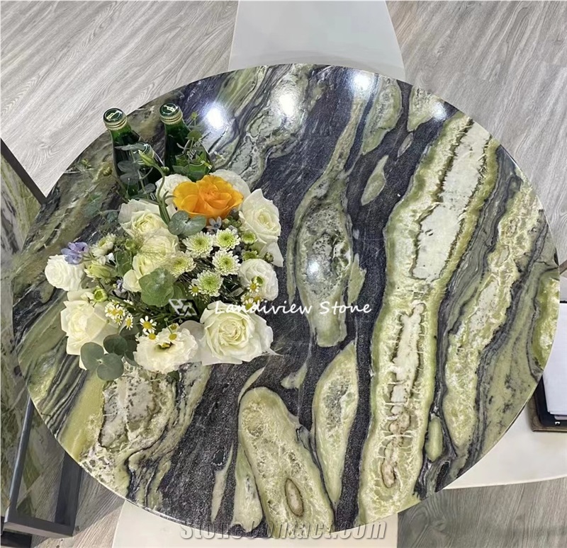 Irish Green Marble Coffee Table Round Table Top