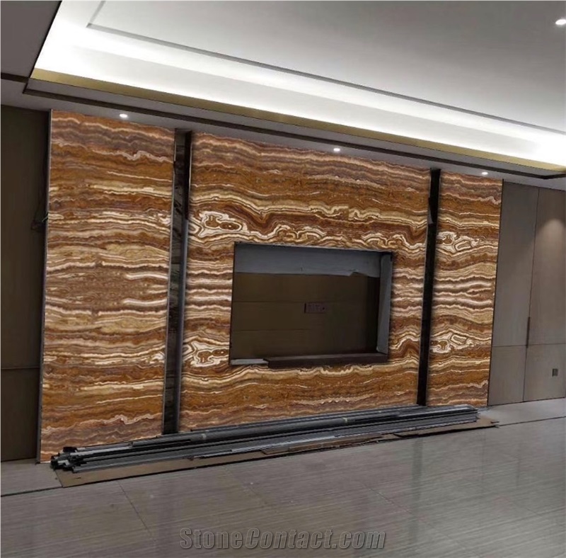 Tiger Onyx Tiger Yellow Brown Traslucent Onyx Slab