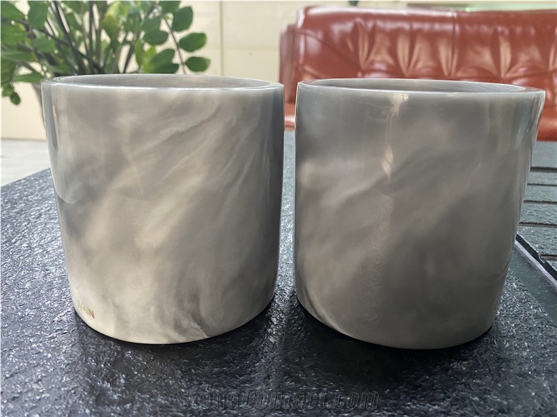 Customize Artificial Candle Holder, Alabaster Candle Jar