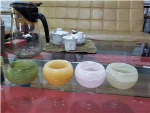 Customize Artificial Candle Holder, Alabaster Candle Jar
