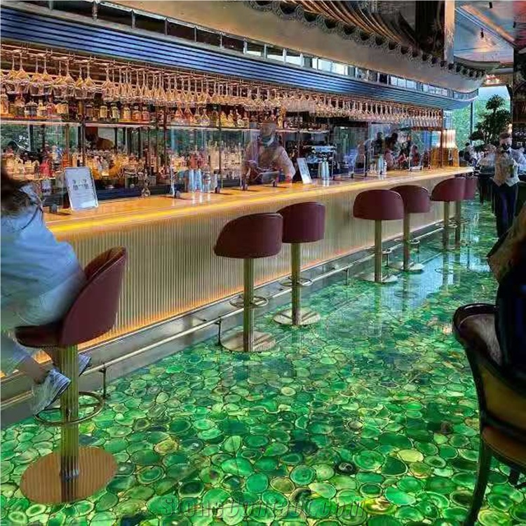 Interior Decor Translucent Natural Green Agate Floor Sheet