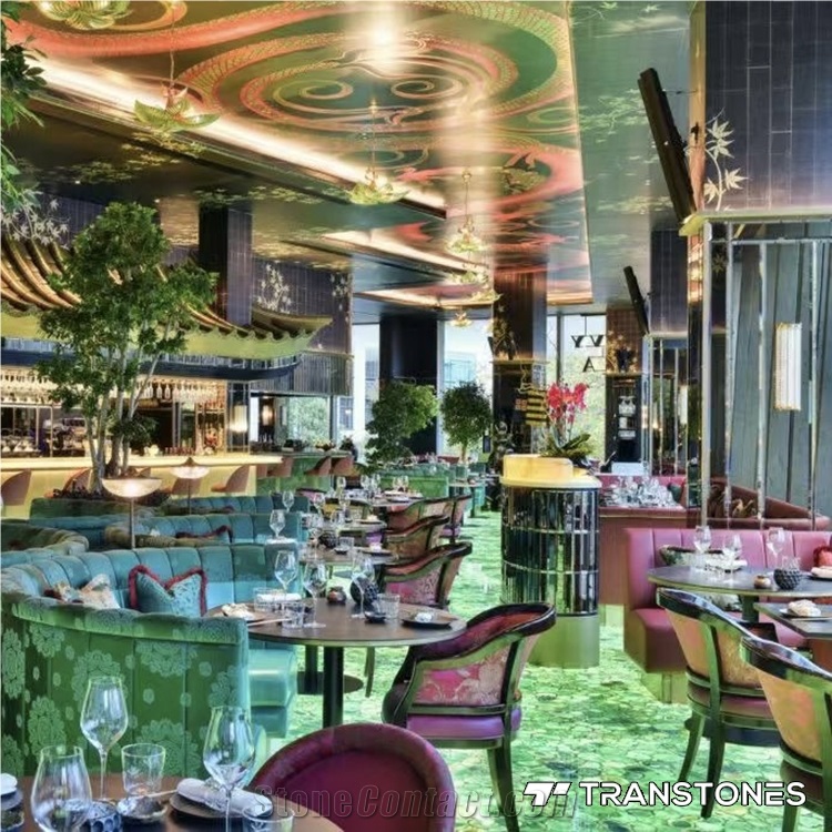 Interior Decor Translucent Natural Green Agate Floor Sheet