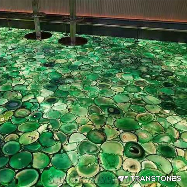 Interior Decor Translucent Natural Green Agate Floor Sheet