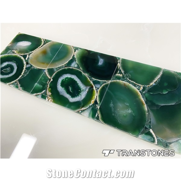 Interior Decor Translucent Natural Green Agate Floor Sheet